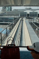  Riding the tram between the train station and the main terminal.